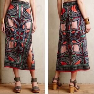 MAEVE By Anthropologie Geoda Wrap Multicolor Paisley Print Silk Maxi Skirt Sz 6P